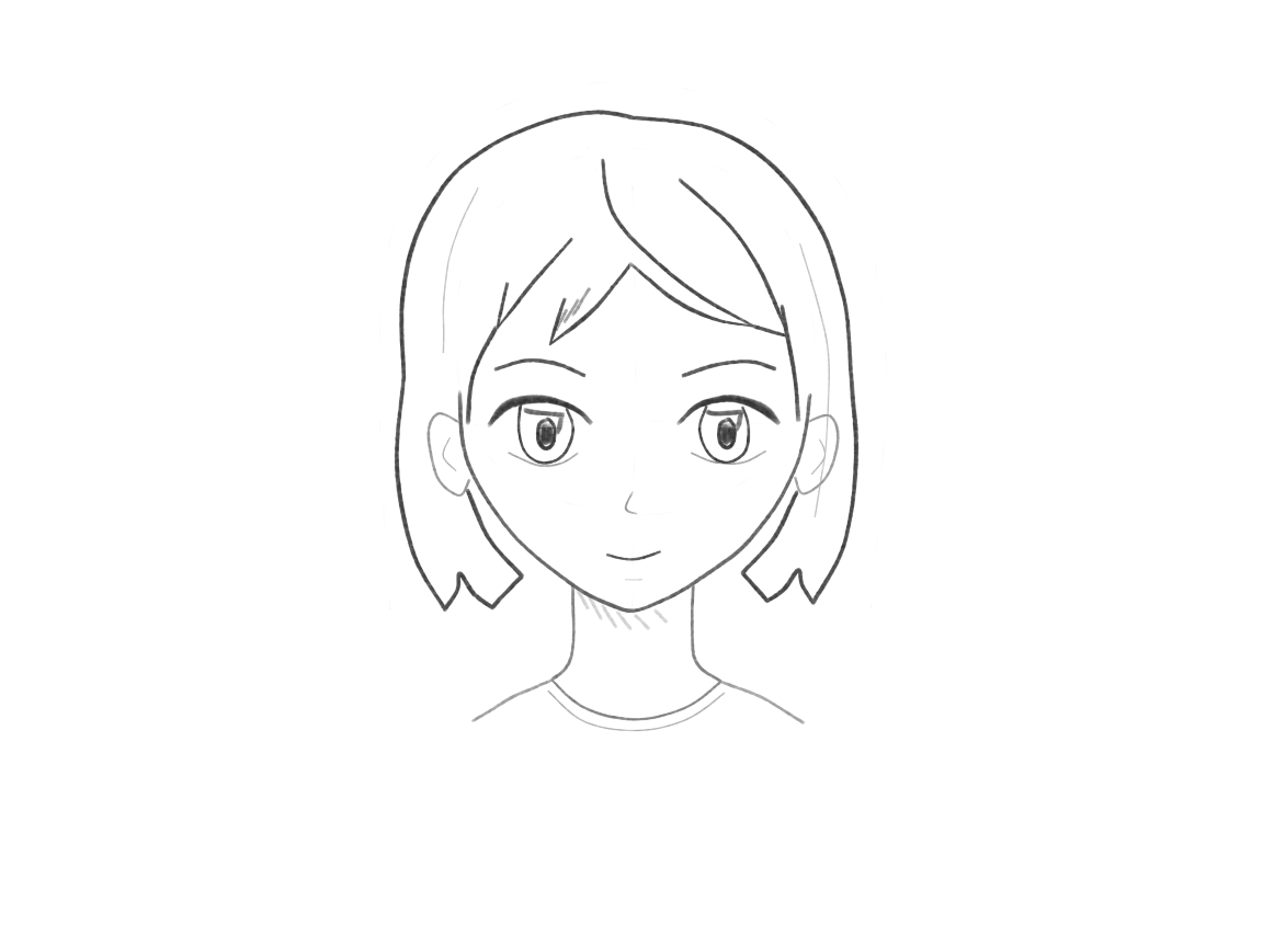 A front-facing portrait of an original anime-inspired character with side-swept bob hair.