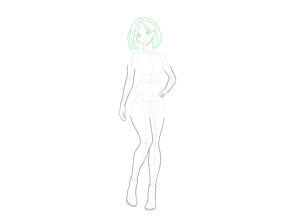 Add the expressive face and hair