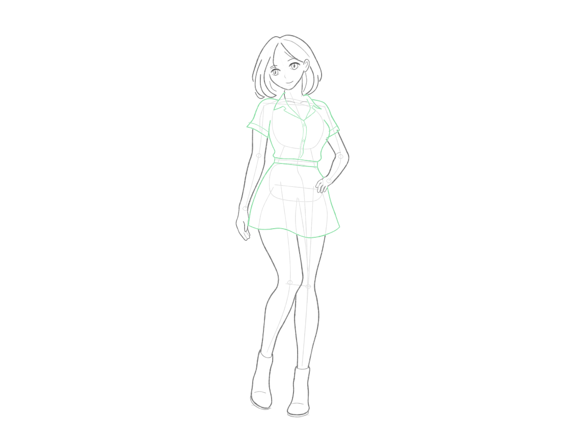 Join the blouse and skirt