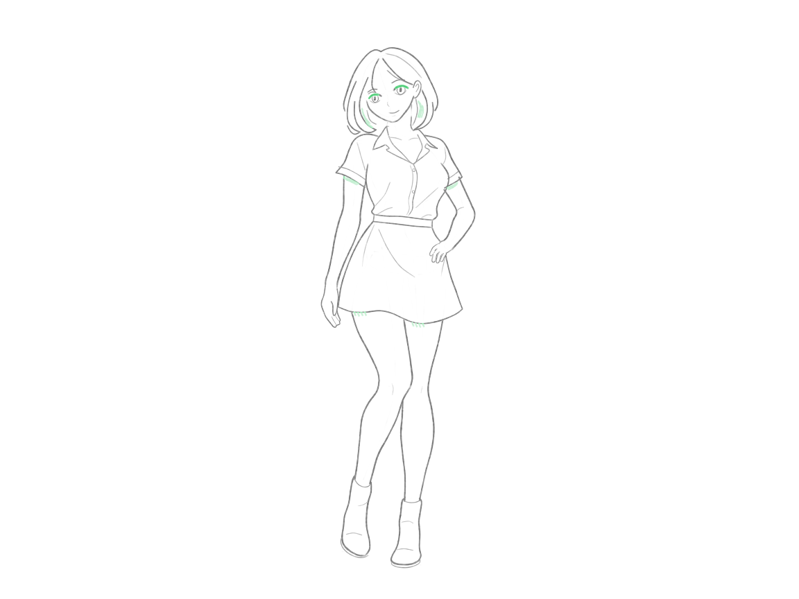 Finish the face and overlap accents