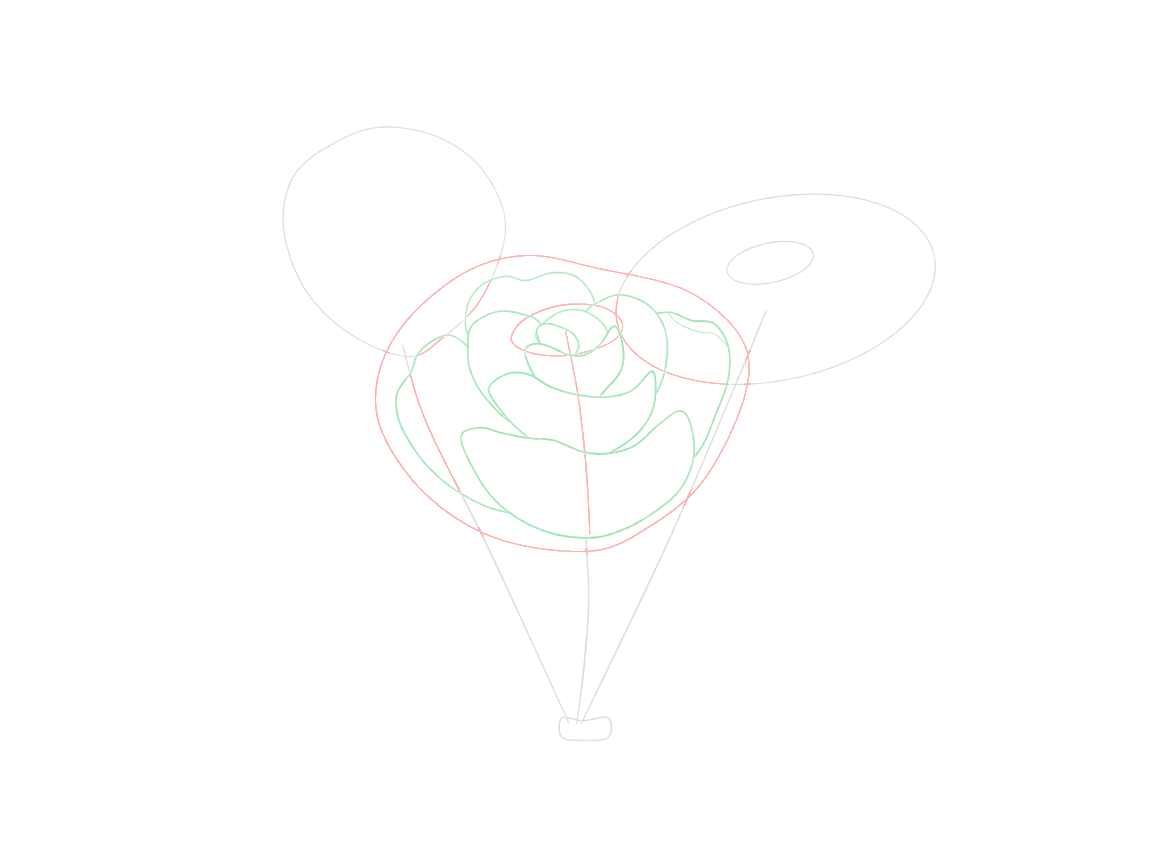 Draw a Small Flower Bouquet: checkpoint 2, construct the foreground rose