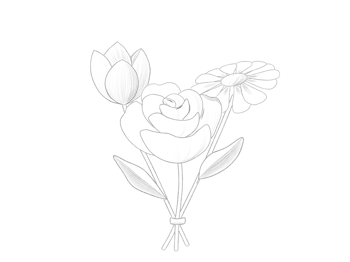 Draw a Small Flower Bouquet: checkpoint 7, finish with one restrained light treatment