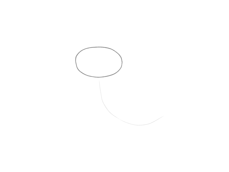 Draw a Cute Axolotl in Motion: checkpoint 1, plan the head and swimming direction