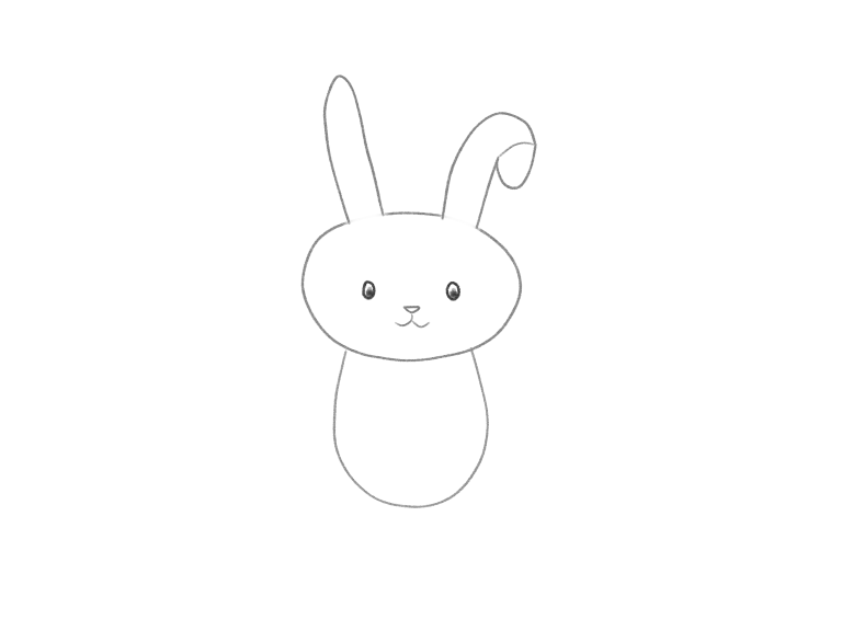 Draw a Cute Bunny with One Folded Ear: checkpoint 3, place the face