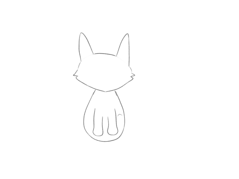 Draw a Cute Fox with a Sweeping Tail: checkpoint 3, add the visible legs and paws