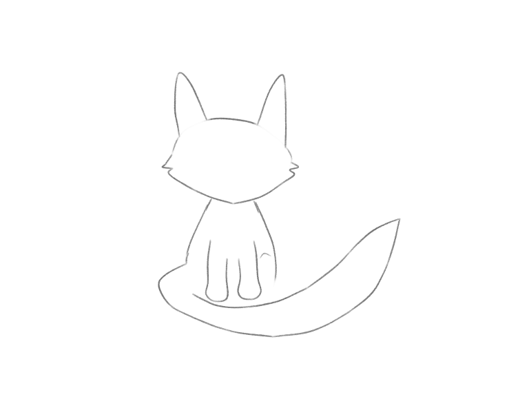Draw a Cute Fox with a Sweeping Tail: checkpoint 4, wrap the large tail around the body