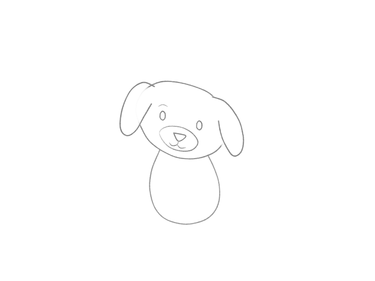 Draw a Curious Puppy: checkpoint 3, build the muzzle and face