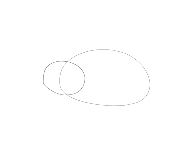 Draw a Cute Sleeping Cat: checkpoint 1, place the body and head