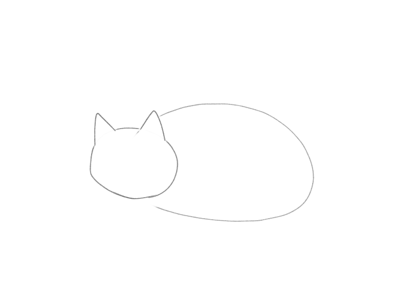 Draw a Cute Sleeping Cat: checkpoint 2, shape the head and ears