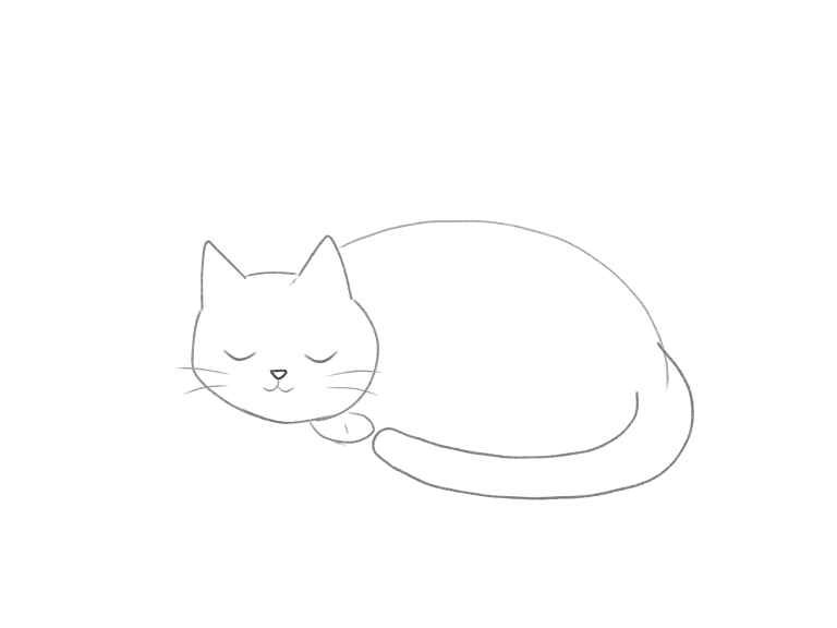 Draw a Cute Sleeping Cat: checkpoint 4, draw the sleeping face