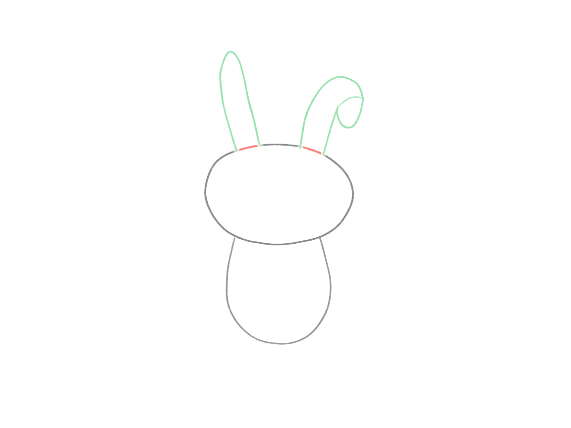 Draw a Cute Bunny with One Folded Ear: checkpoint 2, build two different ears