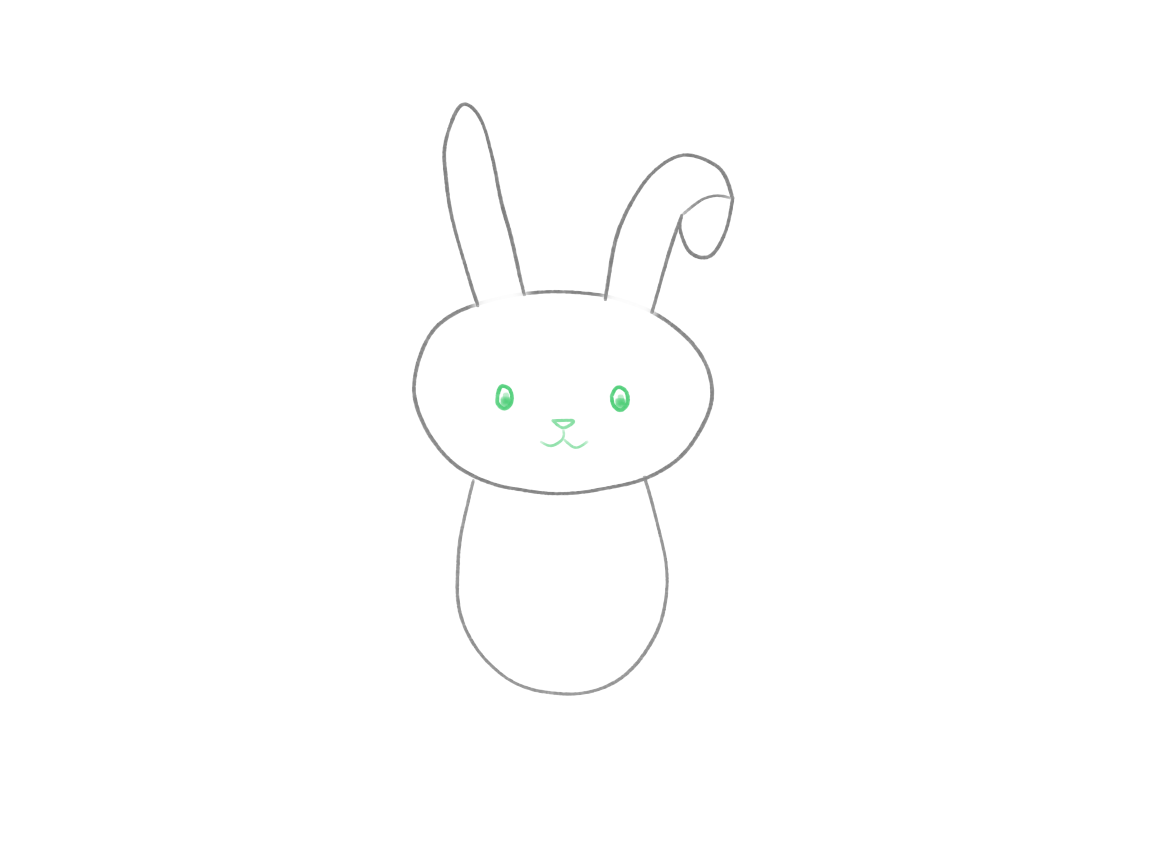 Draw a Cute Bunny with One Folded Ear: checkpoint 3, place the face