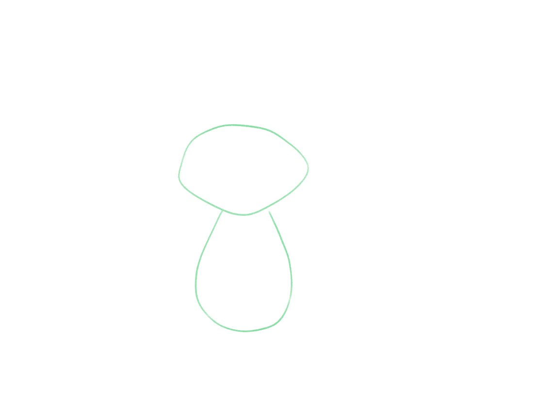 Draw a Cute Fox with a Sweeping Tail: checkpoint 1, establish the seated pose