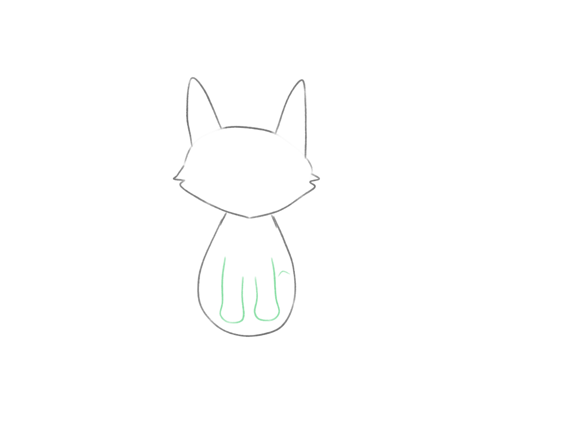 Draw a Cute Fox with a Sweeping Tail: checkpoint 3, add the visible legs and paws