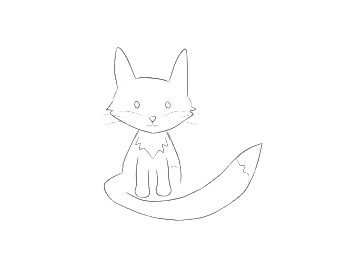 Draw a Cute Fox with a Sweeping Tail: checkpoint 5, place the face and light coat regions
