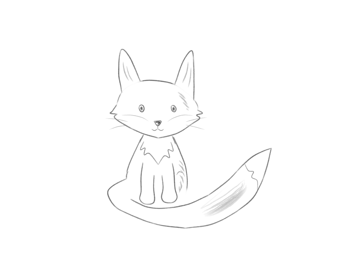 Draw a Cute Fox with a Sweeping Tail: checkpoint 6, finish with a simple tonal hierarchy