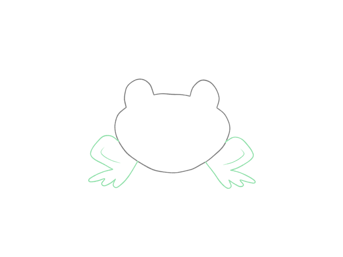Draw a Frog on a Lily Pad: checkpoint 2, add the folded back legs