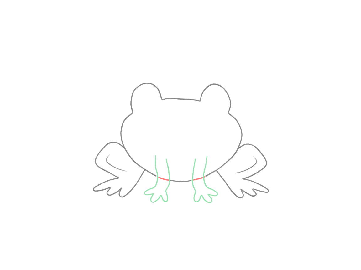 Draw a Frog on a Lily Pad: checkpoint 3, add the front legs and feet