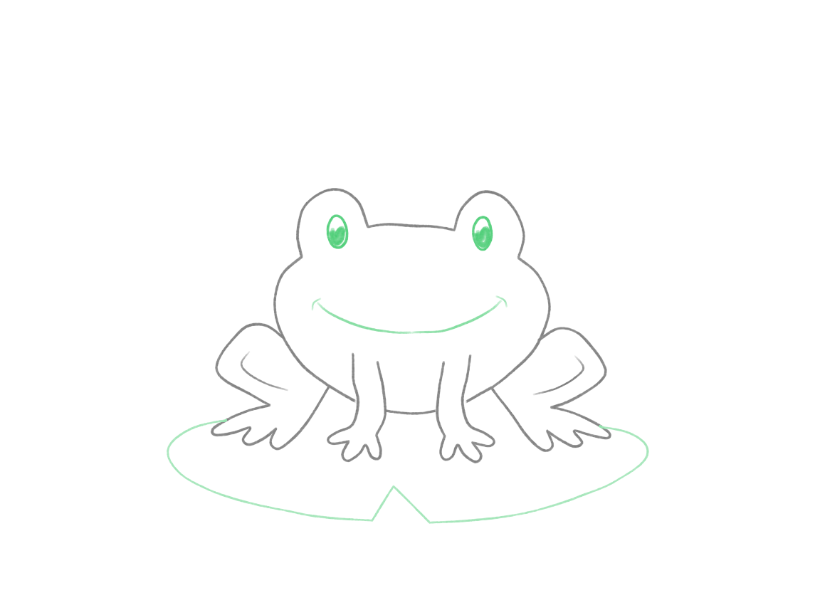 Draw a Frog on a Lily Pad: checkpoint 4, add the face and lily pad