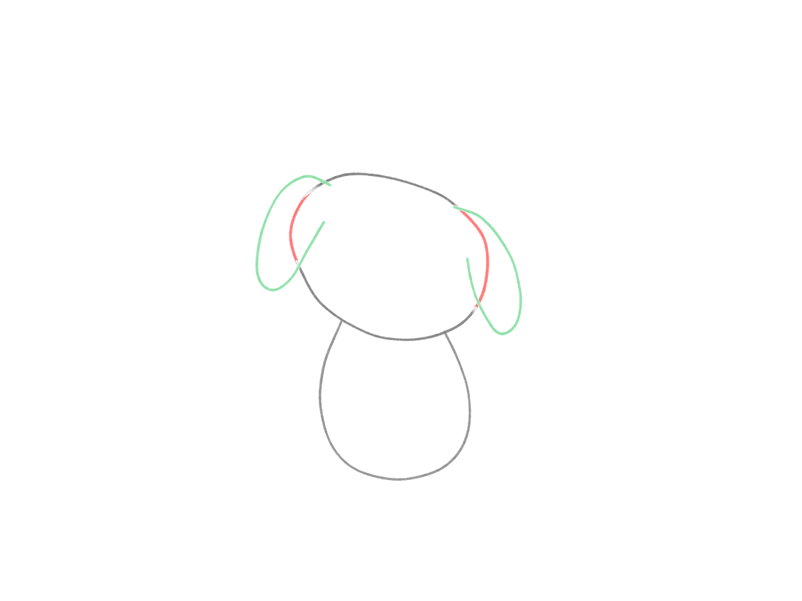 Draw a Curious Puppy: checkpoint 2, attach the floppy ears