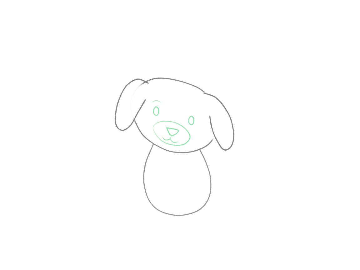 Draw a Curious Puppy: checkpoint 3, build the muzzle and face
