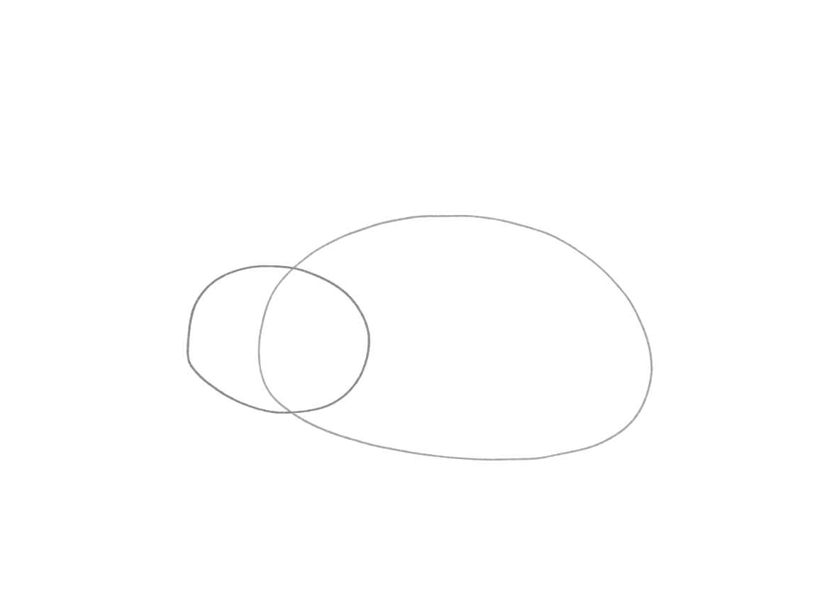 Draw a Cute Sleeping Cat: checkpoint 1, place the body and head