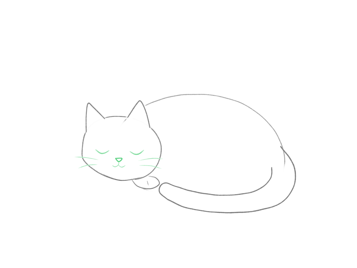 Draw a Cute Sleeping Cat: checkpoint 4, draw the sleeping face